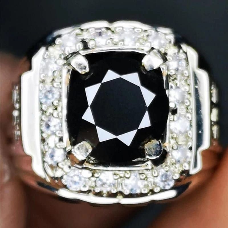 CINCIN BATU PERMATA BLACK ONIX ASLI NATURAL