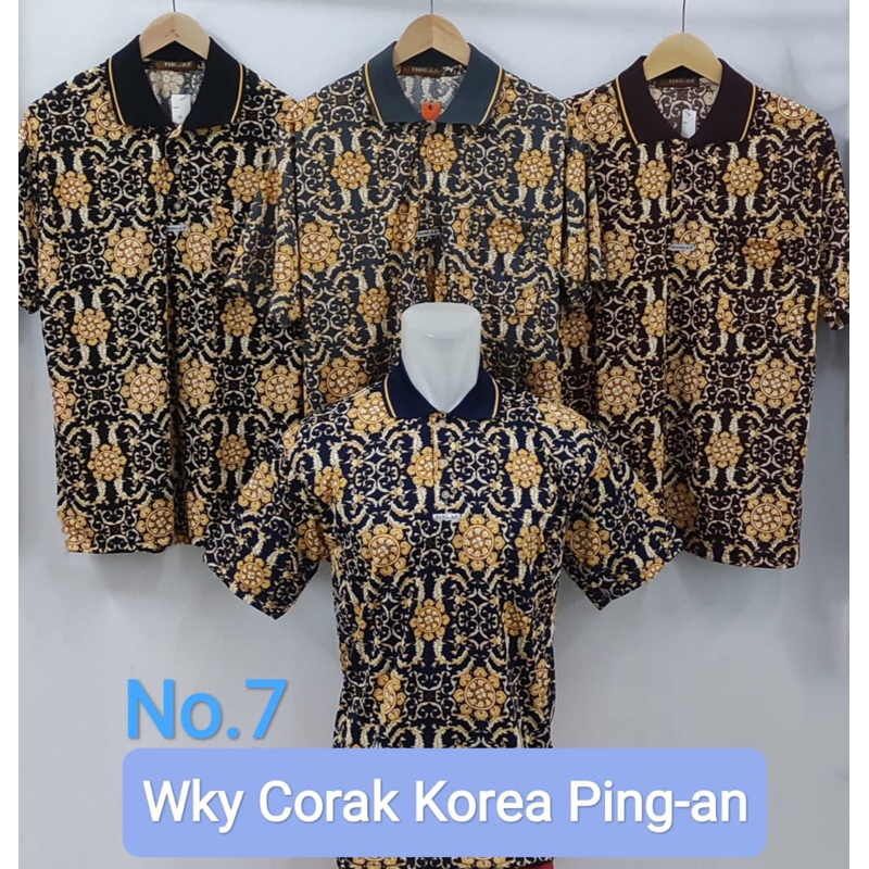 Kaos Krah Kerah wangki Pria Lengan Pendek Motif Batik Corak batik Korea Keren Terbaru - Kaos Wangki 