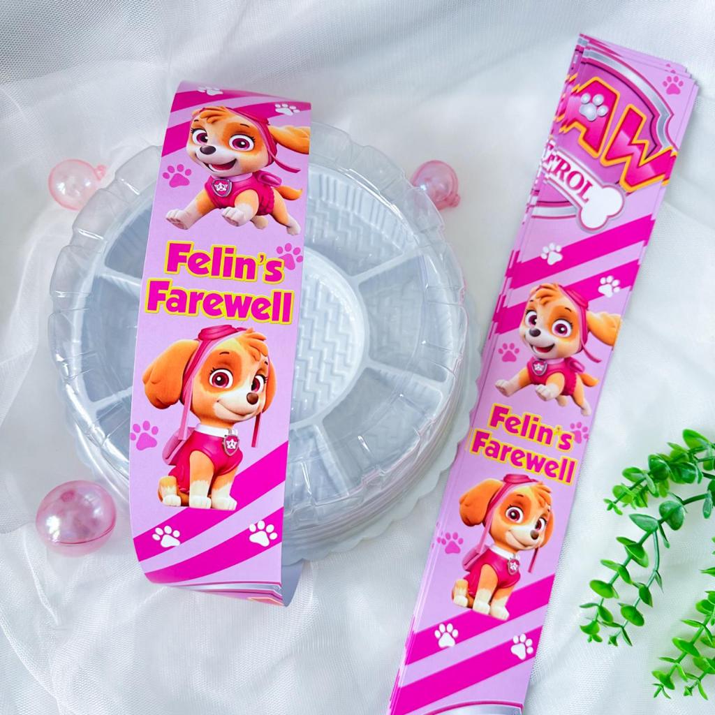 

Skye Pink Paw Patrol Label Sleeve Dus Packing / Bento / Nasi Kotak Birthday / Hampers Ulang Tahun