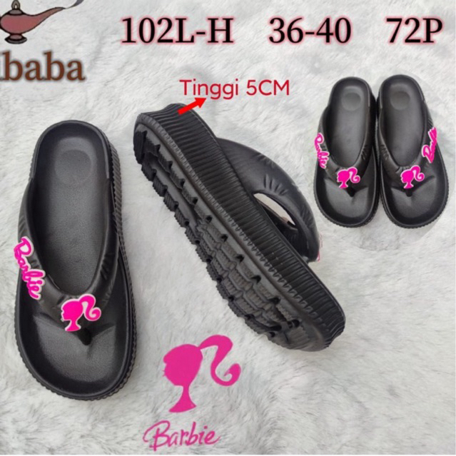 SANDAL JEPIT JELLY MOTIF BARBIE BLACK EDITION BALACCA 102 SIZE 36 - 40