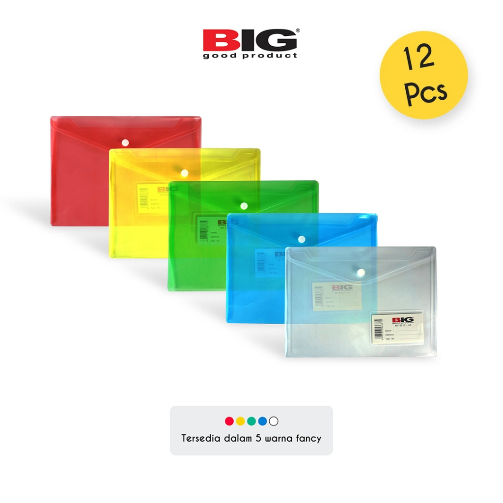 12 PCS BIG MAP KANCING PLASTIK WARNA / MAP PLASTIK FOLIO