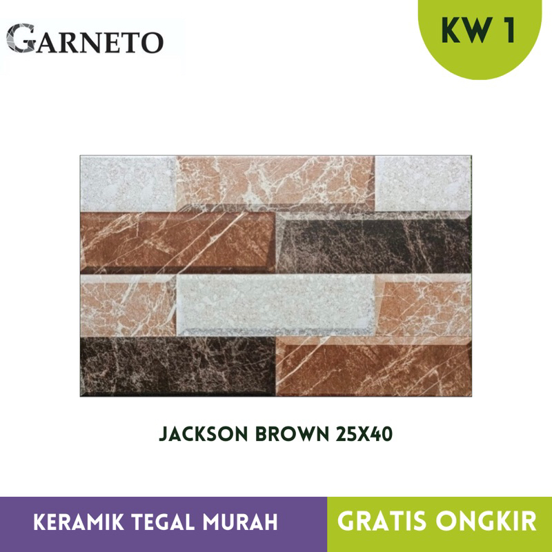 Keramik Batu Alam 25x40 motif bata Jackson Brown timbul
