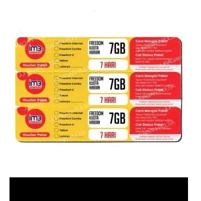 Voucher INDOSAT 7GB Freedom Kuota Harian 7Hari