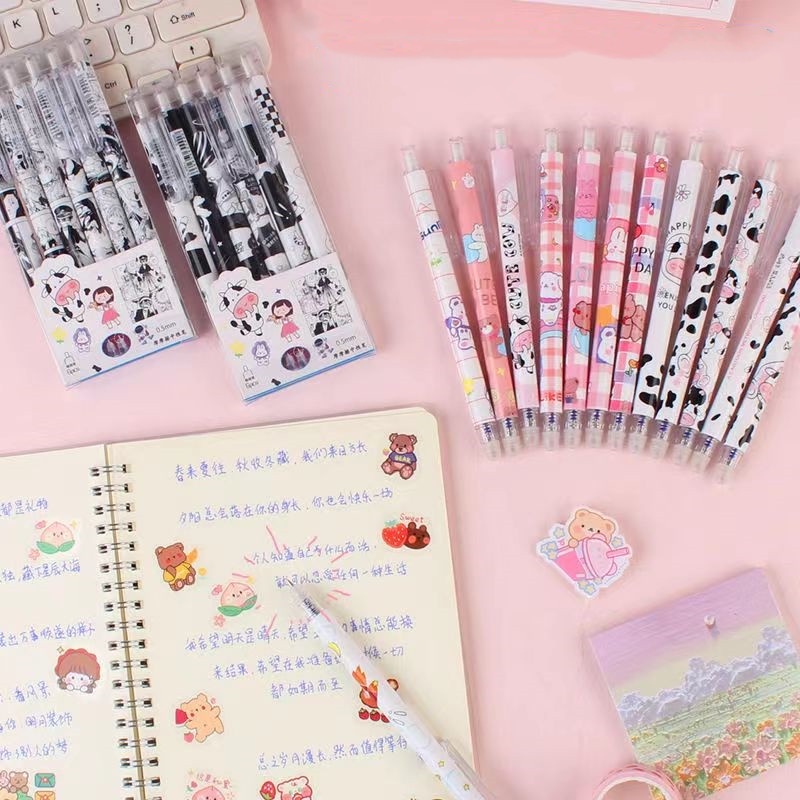 

Pulpen Set Karakter Lucu Pulpen Mekanik isi 6pcs Bolpoin Gel