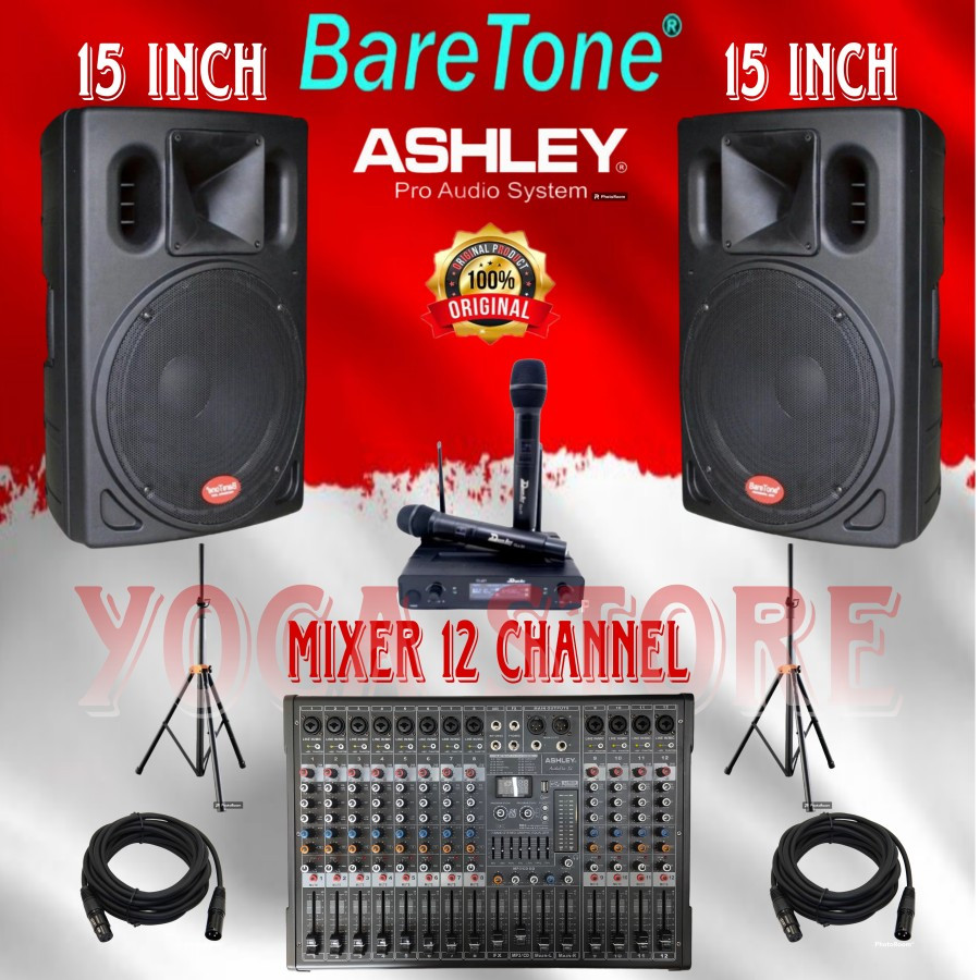 Paket Karaoke Baretone 15 Inch BT-A1530PRO + Mixer Ashley 12 Channel