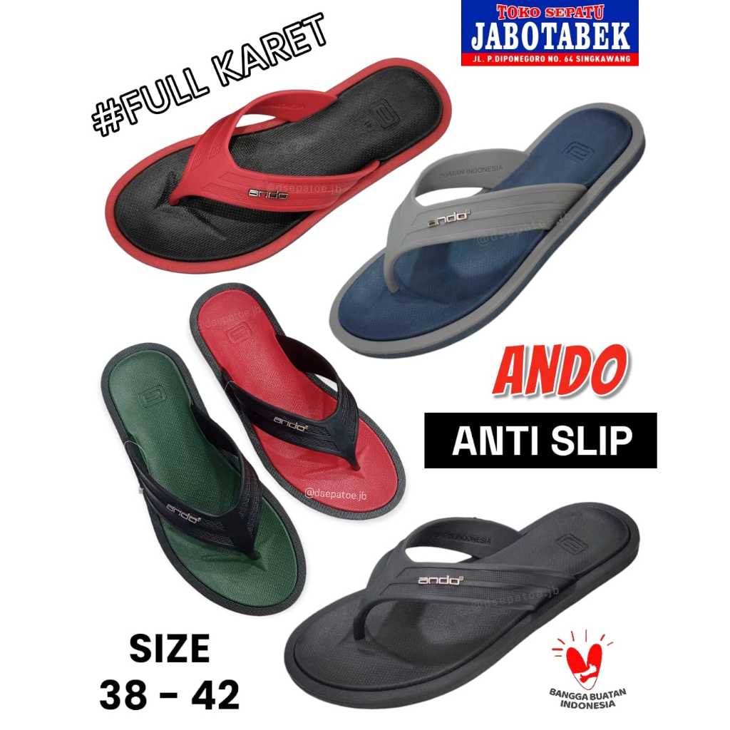 [COD] SANDAL JEPIT KARET ANDO SIZE 38 39 40 41 42 / SANDAL JEPIT SANTAI CASUAL LENTUR FLAT SOLE NON 