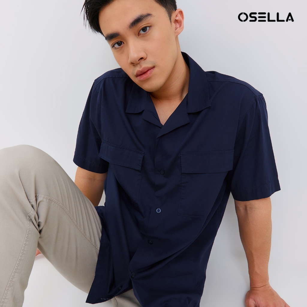Osella Retro Cuban Collar Shirt 20323103 | Kemeja Pria Lengan Pendek