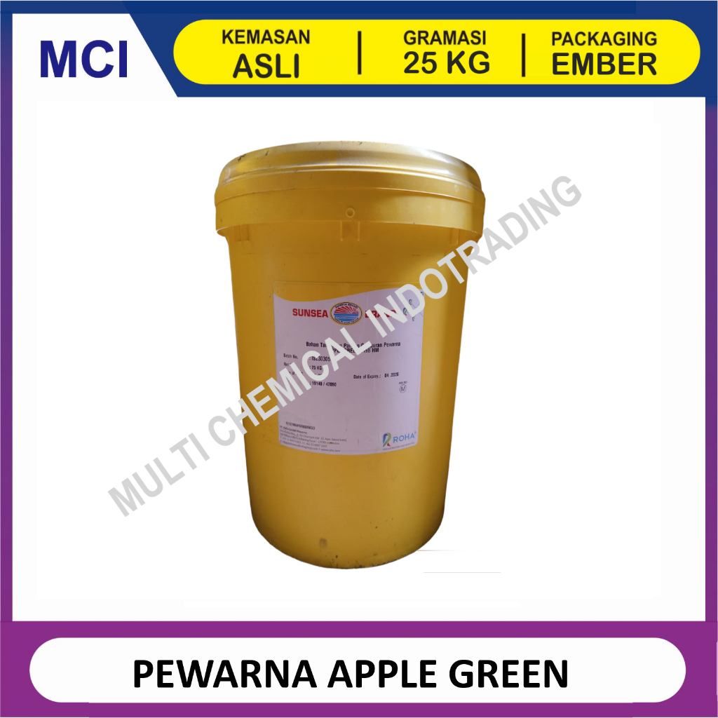 

PEWARNA MAKANAN FOOD GRADE APPLE GREEN / HIJAU - 1 PAIL 25 KG