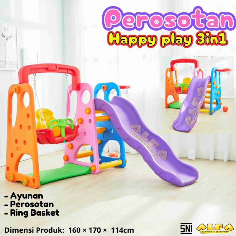 Toko Mainan ALFA Playground Anak Perosotan Happy Play 3 in 1 JM30212