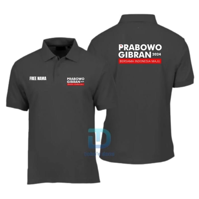 BAJU POLO PRABOWO GIBRAN FREE NAMA PARTAI RELAWAN PRAGIB SABLON TERBARU