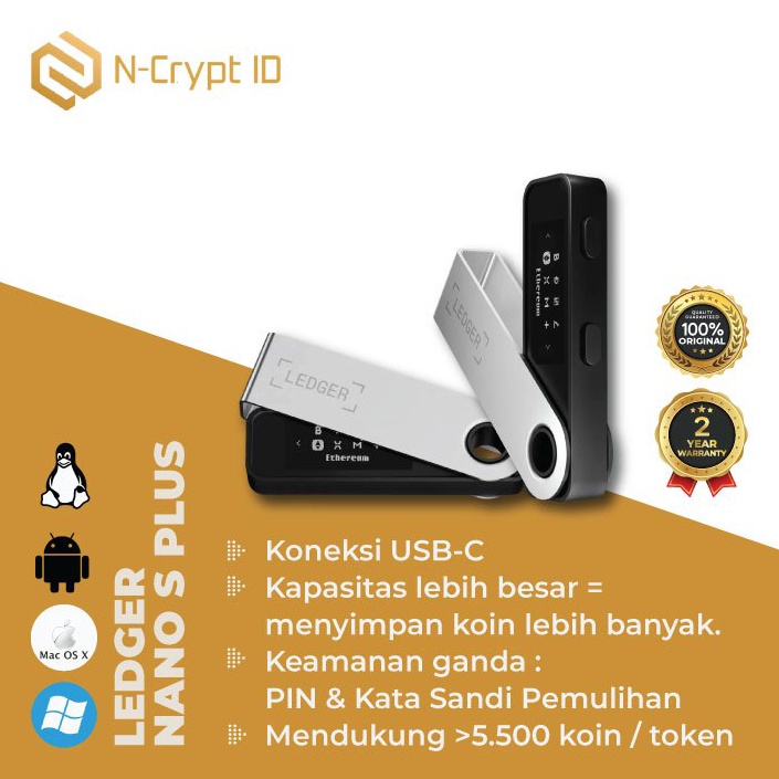 KODE J59X Ledger Nano S Plus Cryptocurrency  Kripto  Dompet BTC BNB ETH NFT  Bitcoin Binance Ethereu