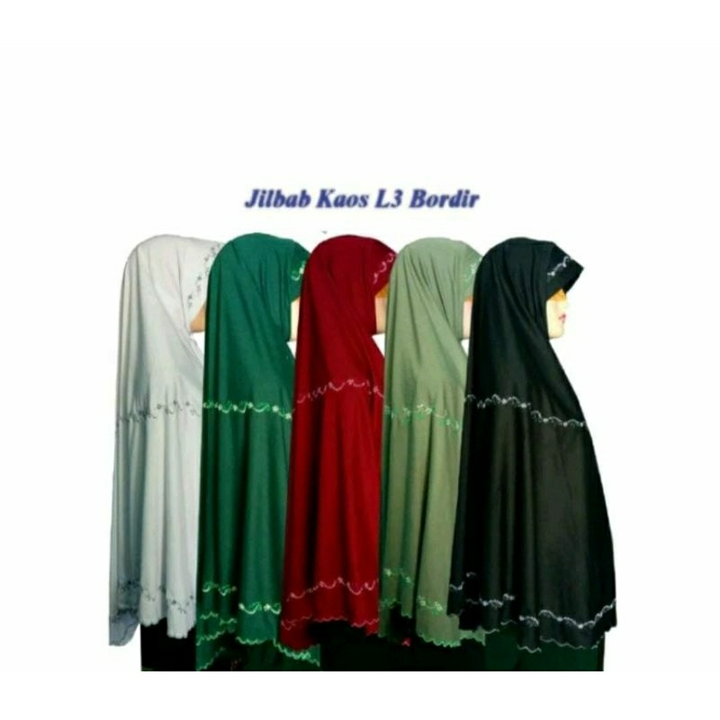 Jilbab Kaos L3 Sepinggang tanpa cadar