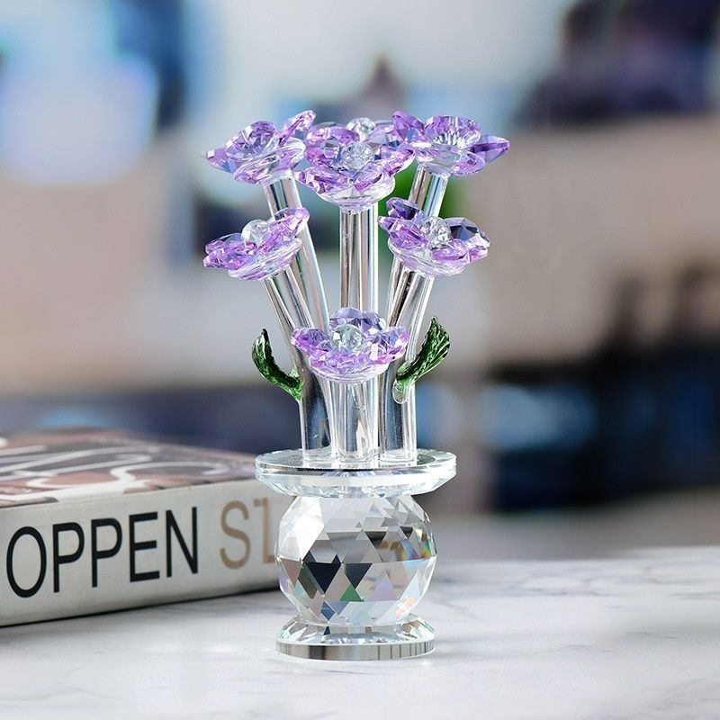 HIASAN BUNGA MEWAH BERSIH MEJA TAMU BAHAN KACA KRISTAL