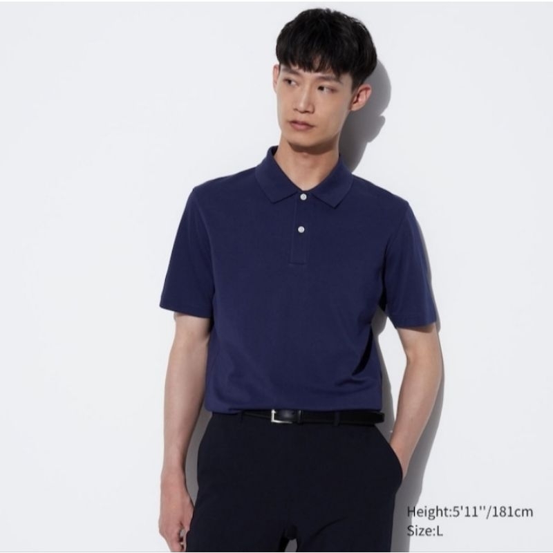 MEN AIRism Katun Kaos Polo Pique Lengan Pendek UNIQLO