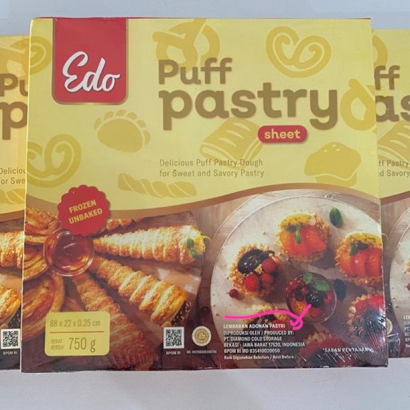 Edo Puff Pastry Sheet 750 Gr | Lembar Adonan Beku Pastri Serbaguna