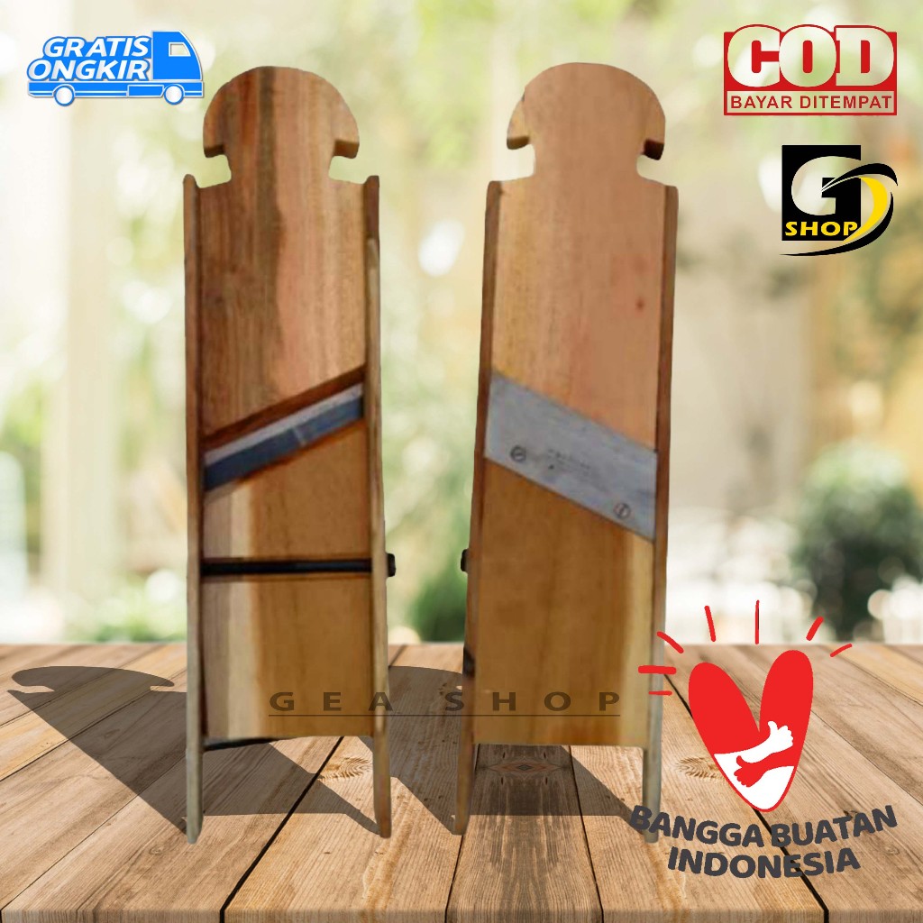 Pemotong Parutan Pengiris Keripik Singkong Pisang Kentang bahan Kayu Jati Multiguna