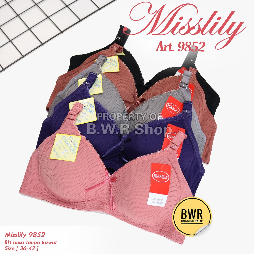 Bra MISSLILY 9852 Berpori | Bra wanita misslily busa tanpa kawat kancing 2 Misslily - Bwr