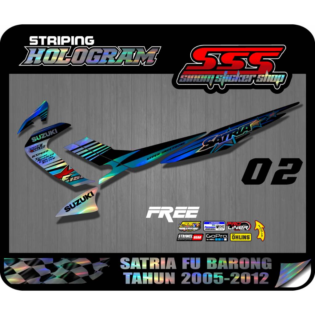 Stiker Striping Hologram Suzuki Satria FU Barong Motif Satria Bintang Tahun 2005-2012