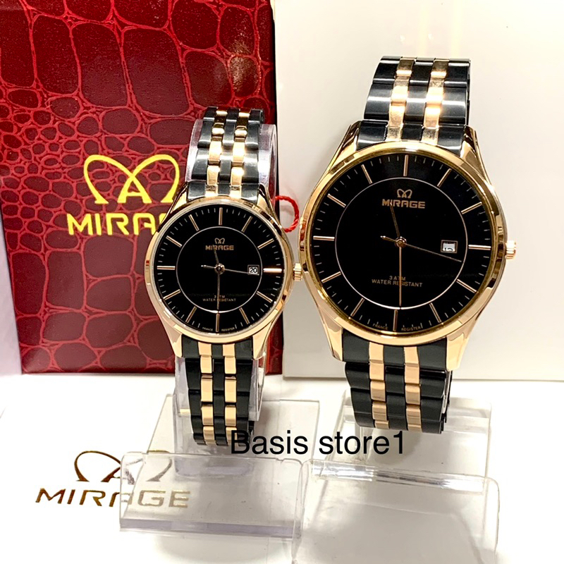 Mirage 8544 Original Jam Tangan Couple Pria Dan Wanita Roseblack list Rose Quartz Stainless Steel An