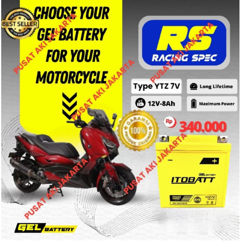 YTX7V ITOBATT- X MAX 250- ADV 250-KLO 150- 8AMPER ITOBATT GEL ASLI