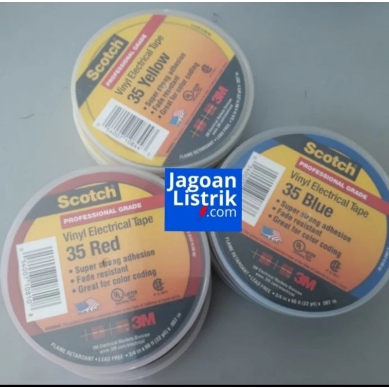 

Isolasi Scotch 35 3M Vinyl Electrical Tape Isolasi Kabel Merah Biru Kuning Hijau Putih