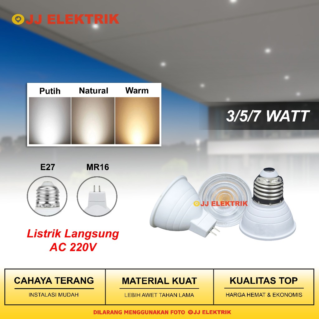 Lampu Sorot LED 3W 5W 7W 12W E27 MR16 Halogen Spotlight Terang Hemat Listrik