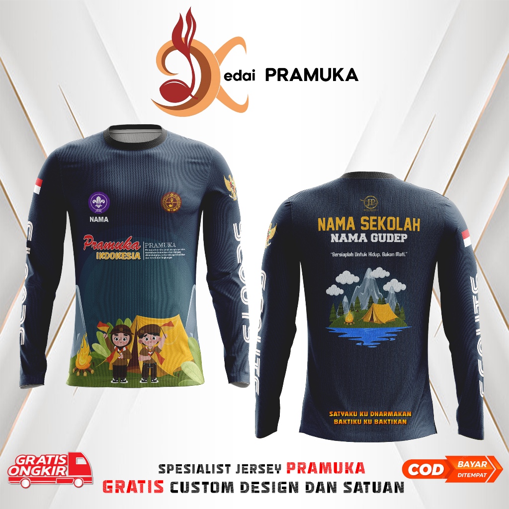 BAJU PRAMUKA FULL PRINTING GRATIS DESAIN 2024