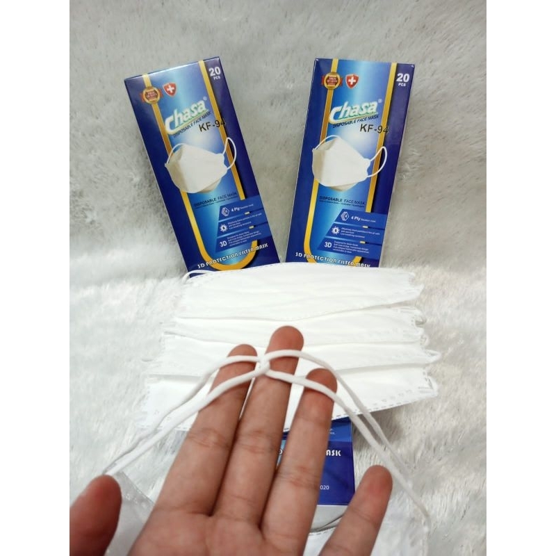 Masker Kf94 Kf 94 Hijab Headloop Chasa Warna Putih Isi 20 Pcs