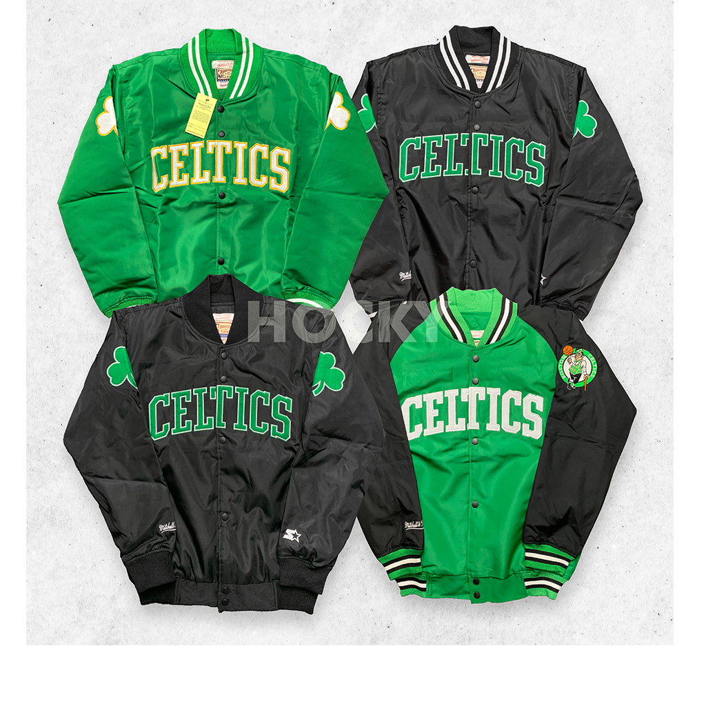 HOCKY Basketball Jacket Celtics Green Varsity  Vintage Bomber Bordir Pria Wanita