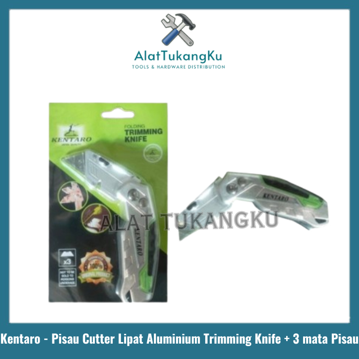 

Kentaro Pisau Cutter Lipat Aluminium + 3 Mata Steel Heavy Duty Kentaro Japan Quality / Trimming Knife
