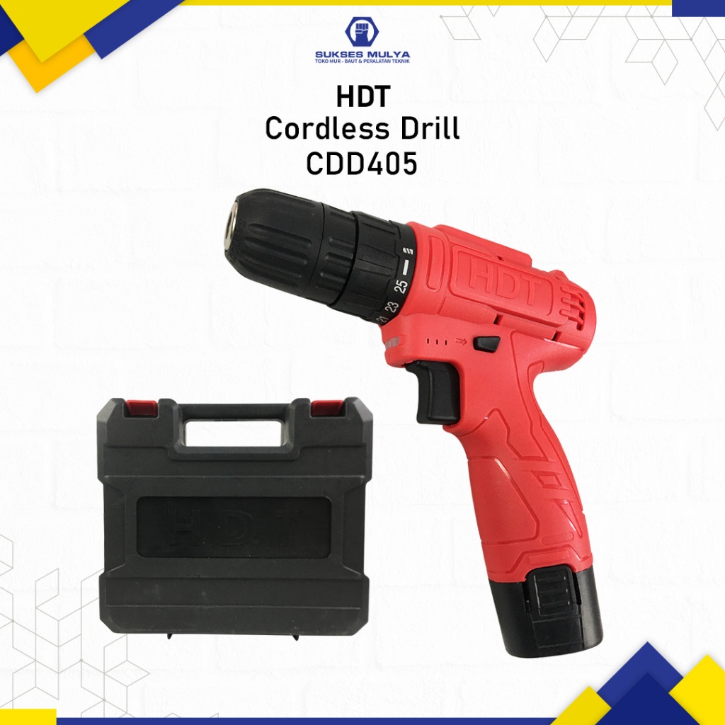 HDT CDD405 Mesin Bor Baterai Cordless Drill Bor Tangan Baterai 12V