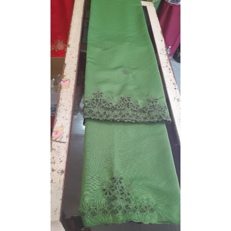 Bahan Baju Kurung Bordir Kerancang Mesin Hitam //Kerancang Manual Khas Bukittinggi