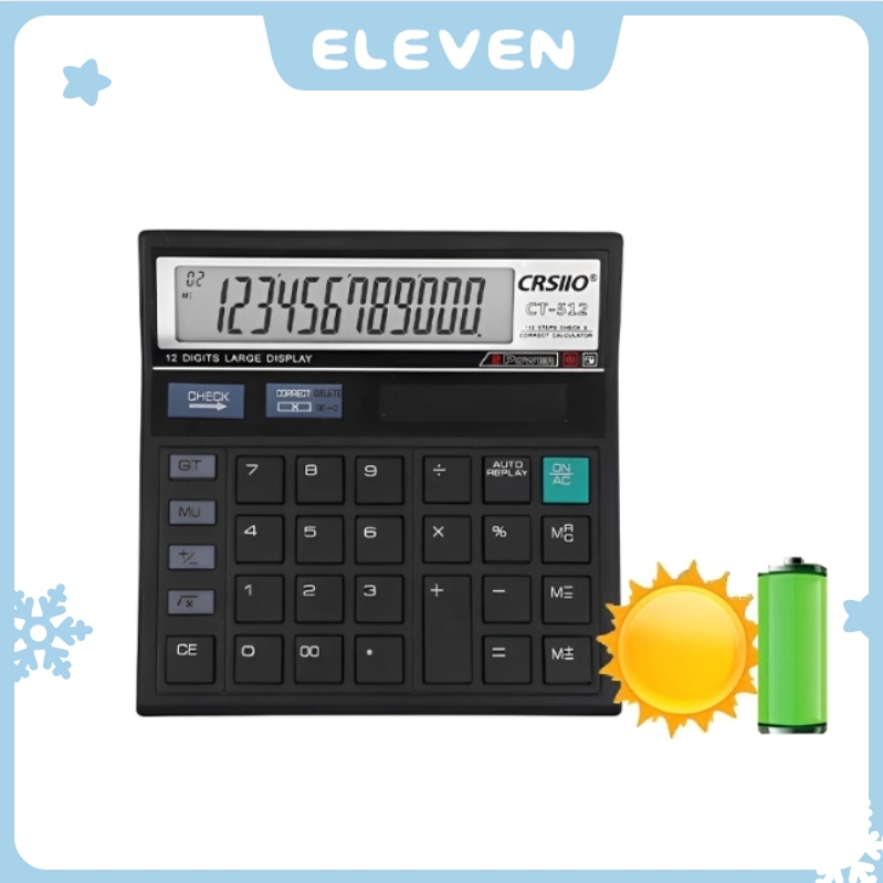 

ELEVEN Kalkulator Meja 12 Digit Dual Power Layar LCD