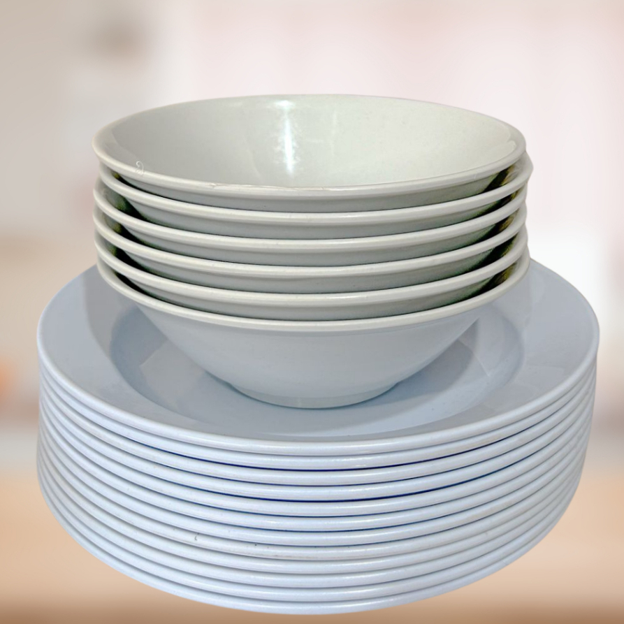 PAKET HEMAT 1 LUSIN PIRING MANGKOK MIE MELAMIN SEMI MELAMINE