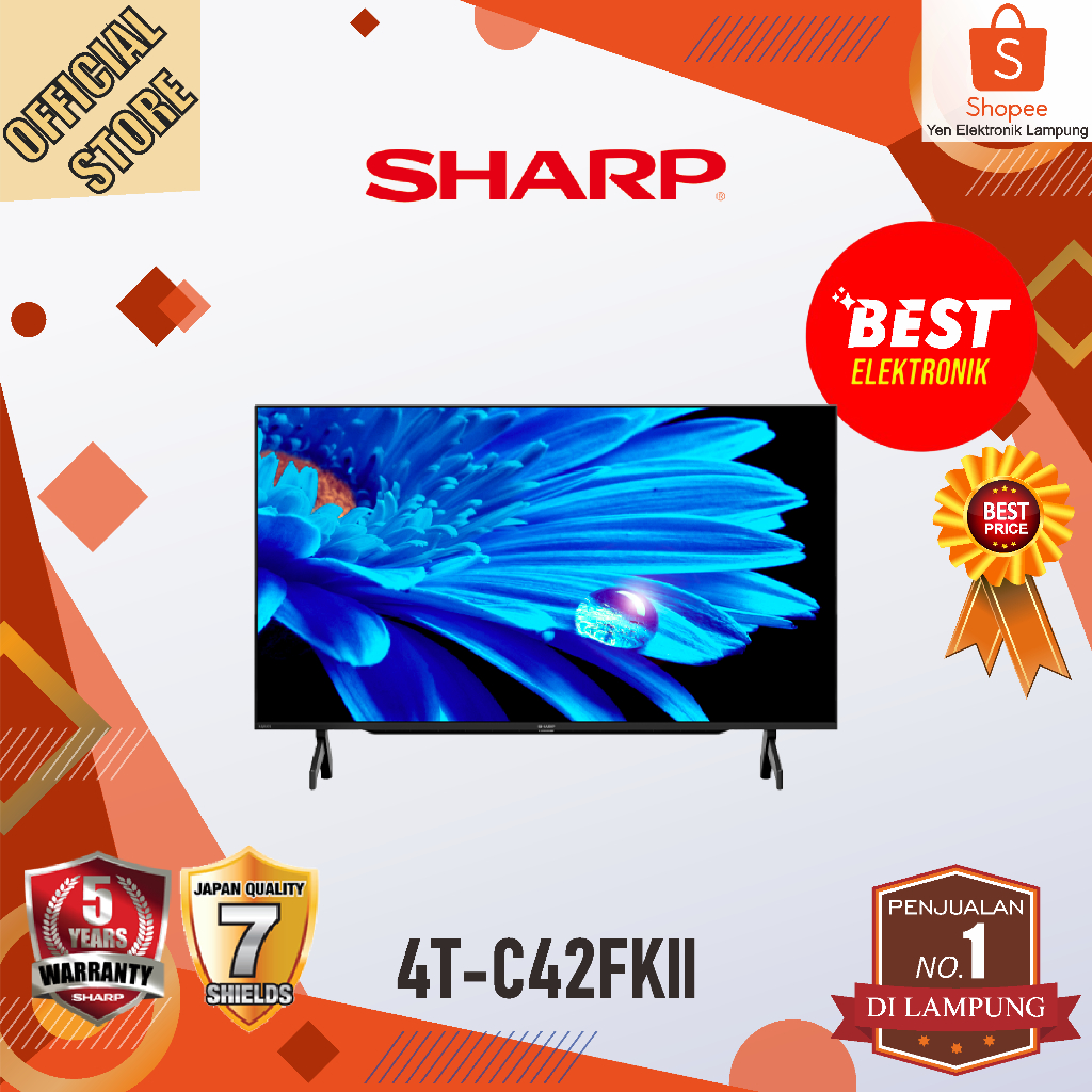 TV SHARP 4T C42FK1I Frameless 42 Inch 4K Android TV Garansi Resmi