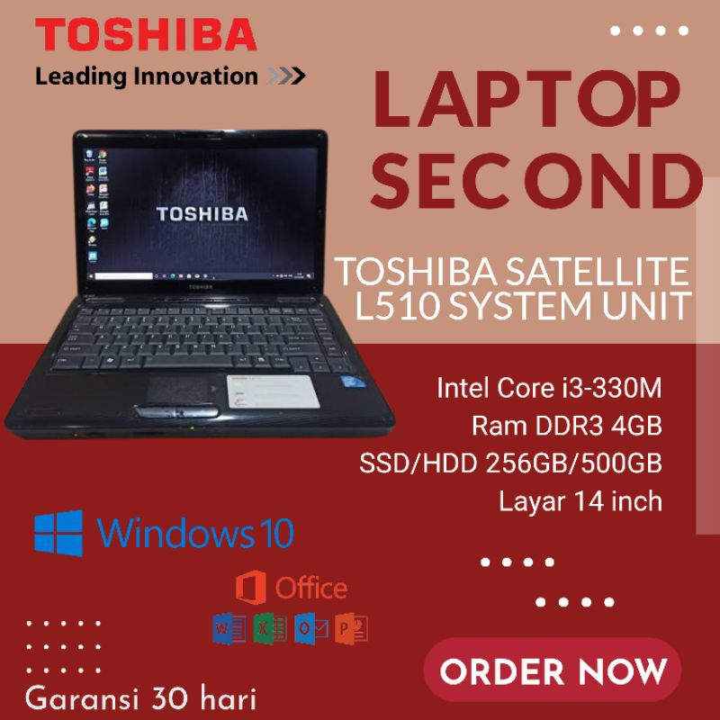 Laptop bekas core i3 Toshiba Satellite L510 System Unit / Laptop second murah