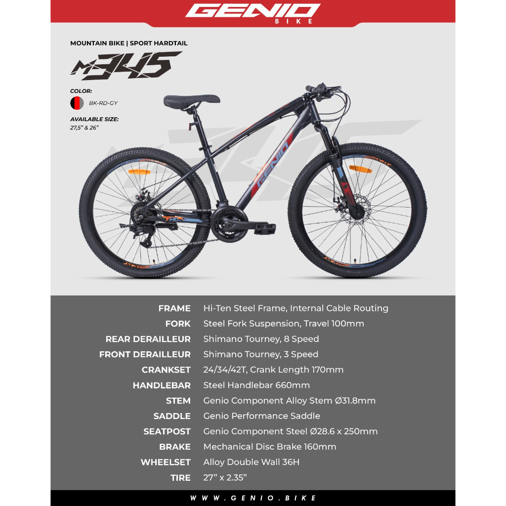 PROMO..TURUN HARGA..Sepeda MTB 27.5 inch/ 26 inch Genio M 345 SALZBURG SS33  SS 33 Sepeda Gunung Rem