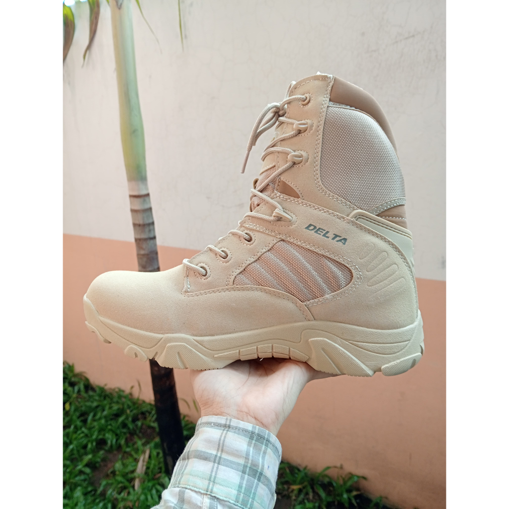 Sepatu delta cream / Sepatu pdl delta / Sepatu Delta Force Elite Boots 516-8 Inch Coklat Militer / S