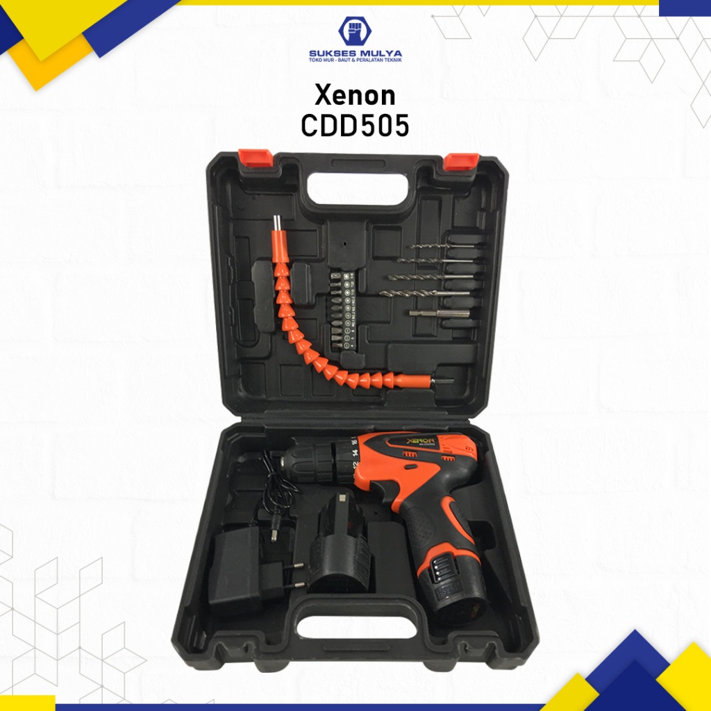 XENON CDD505 Cordless Drill 12V Bor Baterai Bor Charger Portable