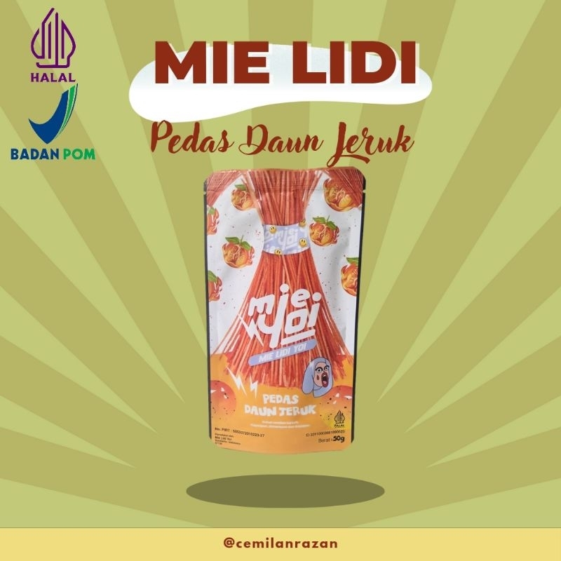 

Mie Lidi Rasa Pedas Daun Jeruk cemilan kekinian