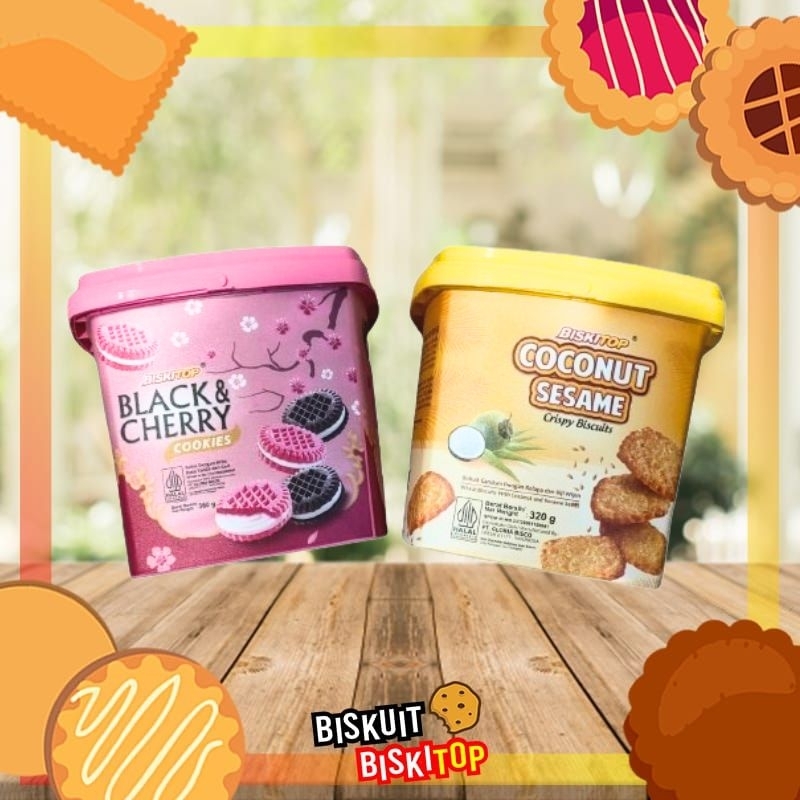 

✨ FSFF ✨ Biskitop Handle Kotak Coconut Sesame | Black & Cherry