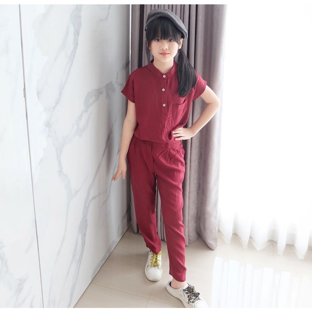One Set Anak Perempuan Cindy Set Rayon Polos Premium