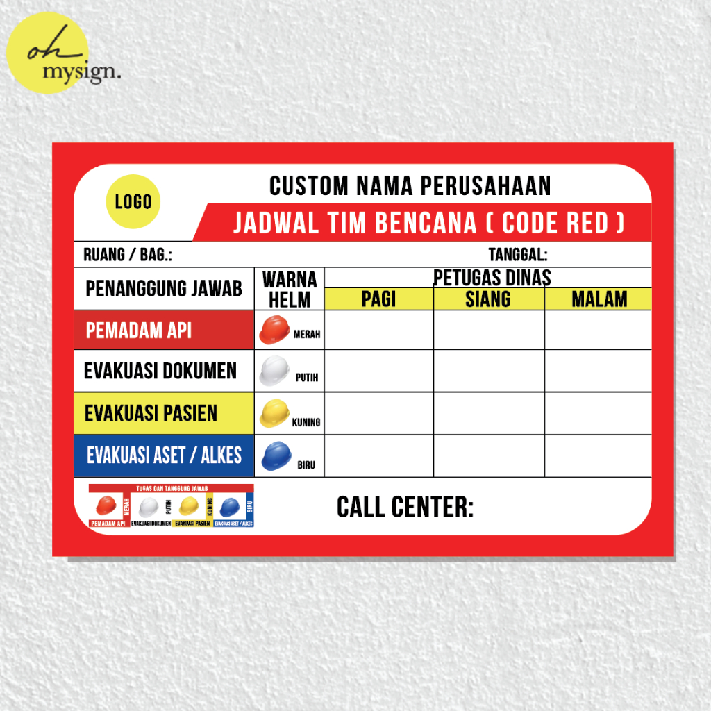 

Papan Code Red Akrilik UV Print Acrylic Papan Jadwal Tim Bencana