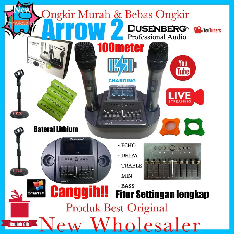 Mic wireless Super Canggih Dusenberg Arrow 2 Full charging Fitur settingan lengkap