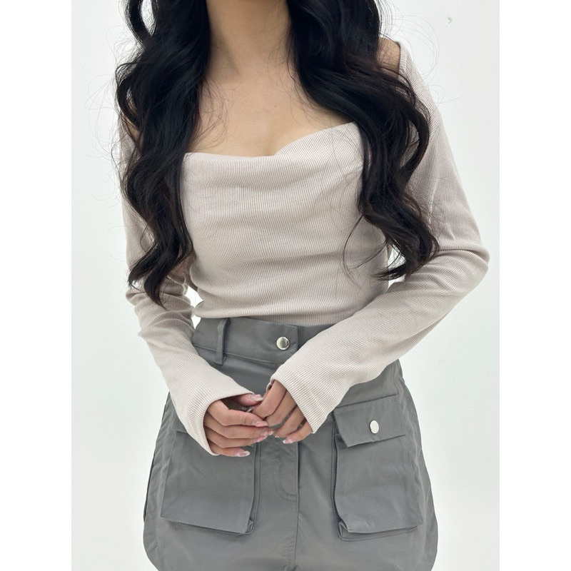 Luna Basic Tank & Outer Rib Knit Top 2in1 - Atasan Wanita Kekinian Rajut Dengan Outer Terpisah. One 