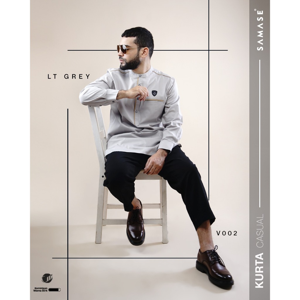 SAMASE Kurta Casual V002 Koko Kurta Pakaian Mushlim Pria Dewasa Lengan Panjang Terbaru