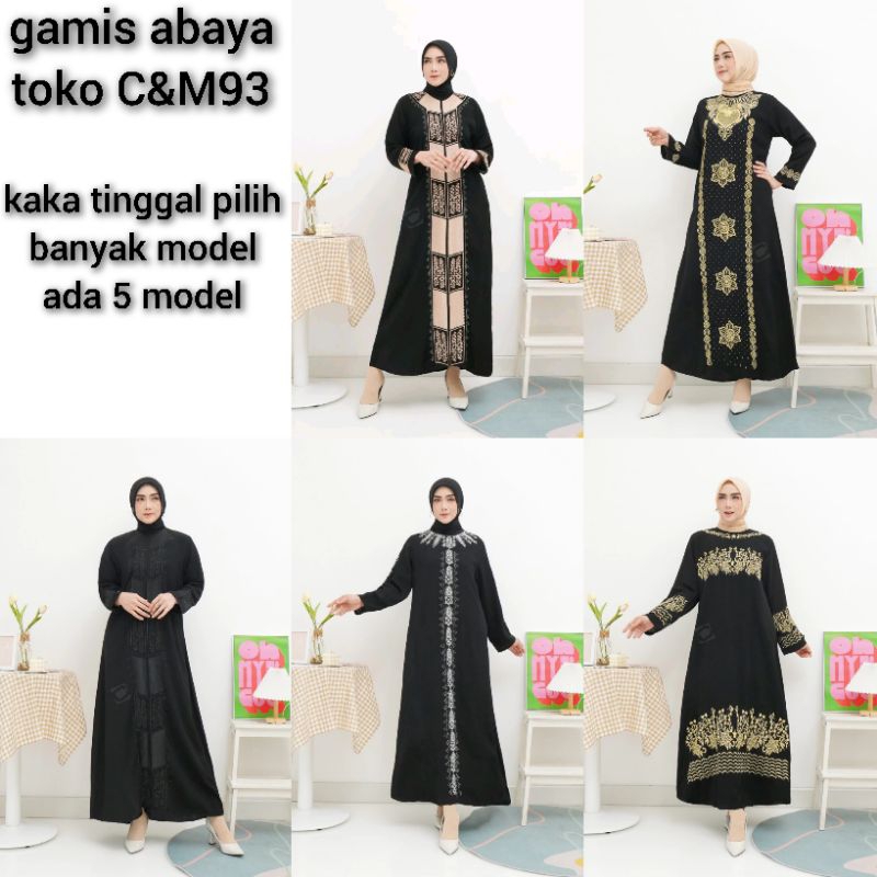 Gamis Abaya Full Bordir Elegan Warna Hitam Jet Black Laris
