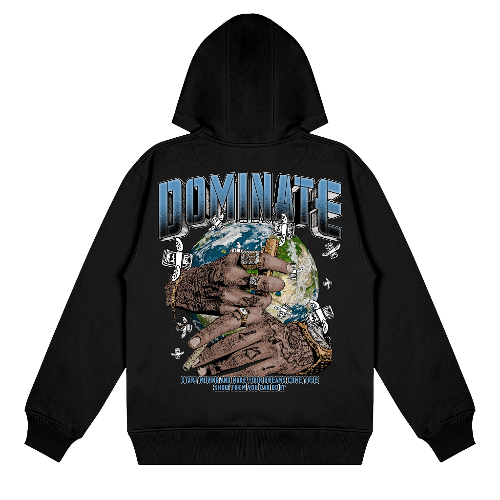 Hoodie Hitam Dominate Cotton Fleece 280Gsm BGNAPPRL