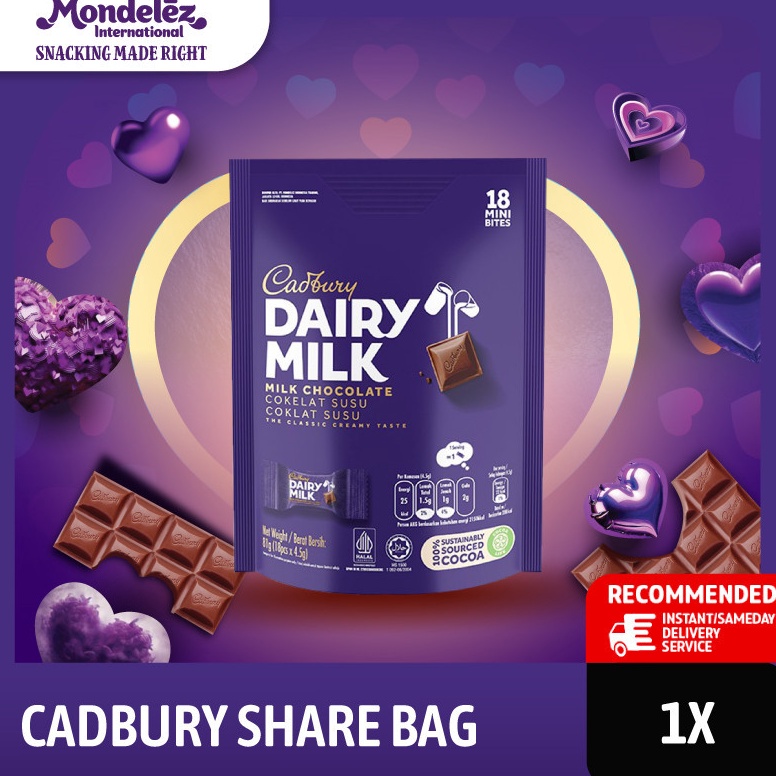 

Dikirim secepatnya Cadbury Dairy Milk Cokelat Sharebag Isi 18