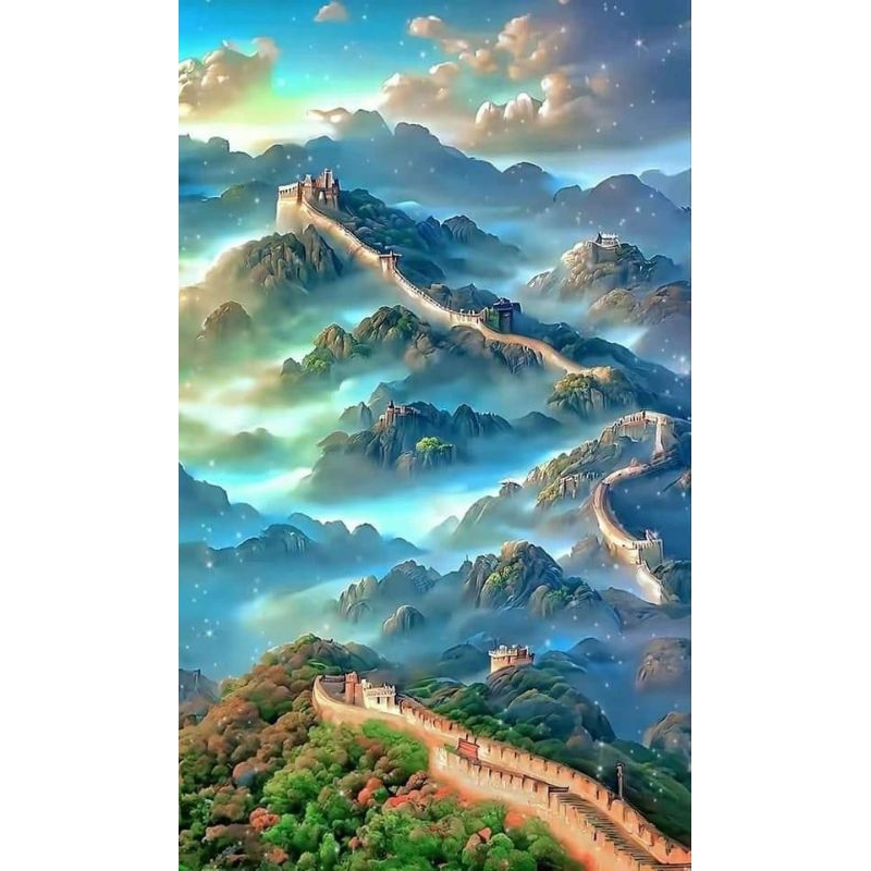 Poster Cetak, PEMANDANGAN TEMBOK CHINA, Ukuran JUMBO, 70x100cm DAN 100x150cm/Hiasan Dinding/Lukisan 
